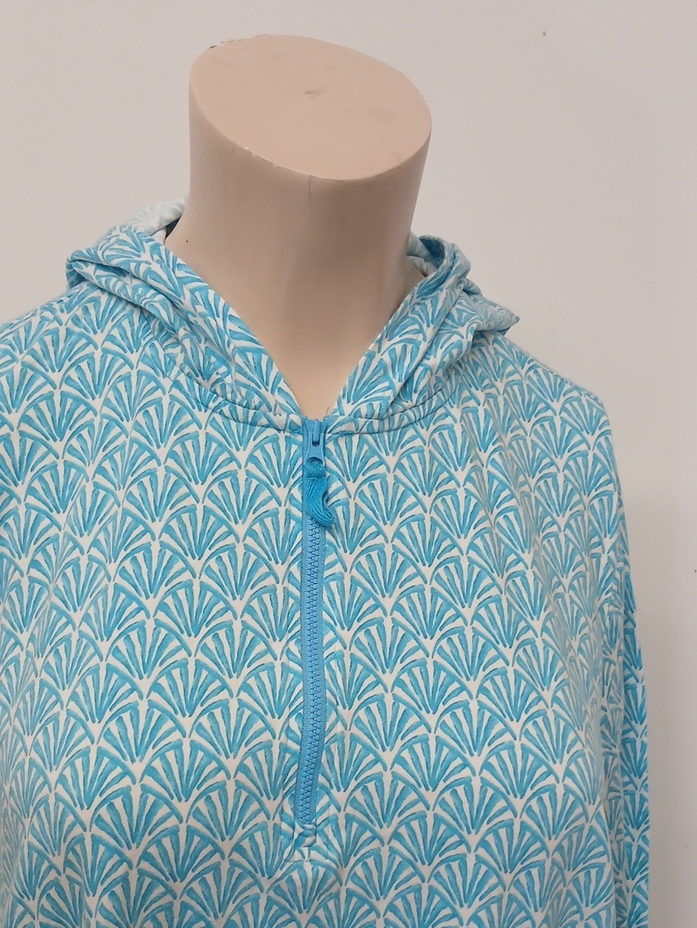 Lands' End Teal and White Printed Hooded Top Coverup Size 3x - Picture 6 of 10
